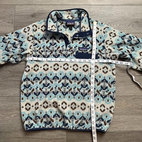 Patagonia Tundra Cluster Big Sky Blue Winter Aztec Fleece Pullover Sweat… - Picture 4 of 7
